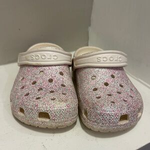 CROCS Kids Sparkle Clogs - Pink and White